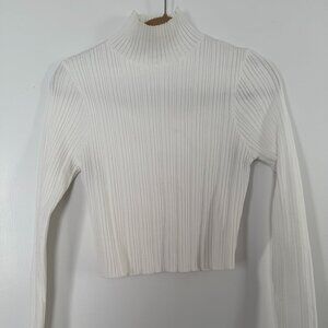White Ribbed Turtle Neck